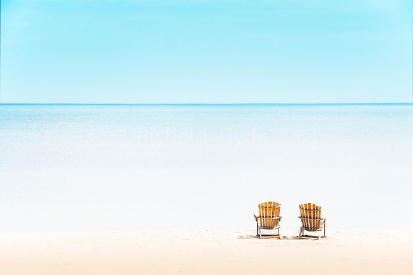 Travel, Fine Art Photography, Beach, Adirondack Chair, Lake Michigan,Summer's End